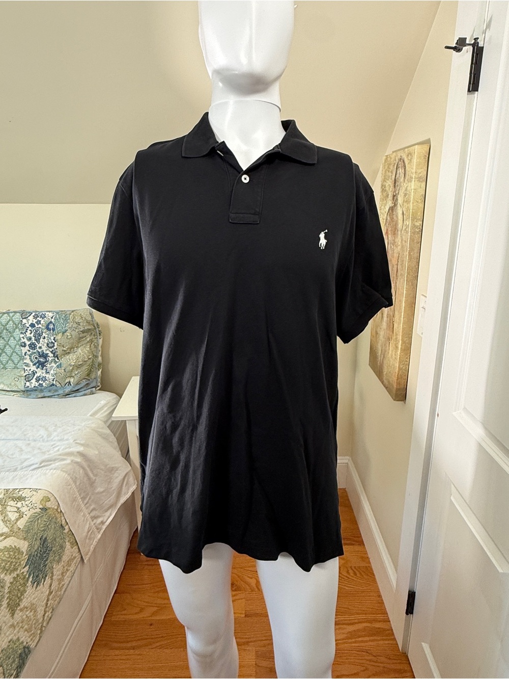 🏇Polo by Ralph Lauren Black Men’s Short-Sleeve Polo with White Pony